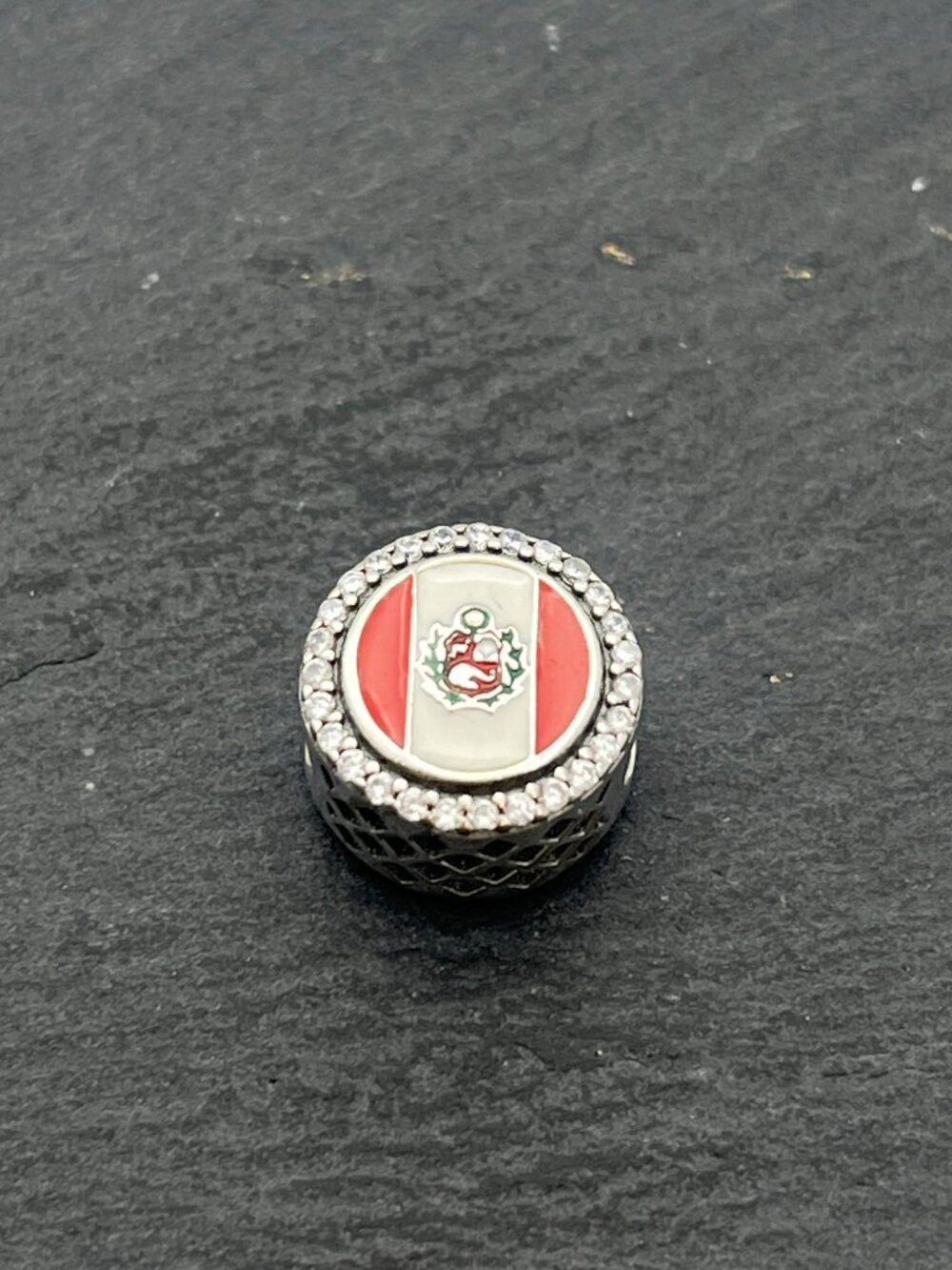 Pandora Peru Flag Bead Charm Sterling Silver Jewelry